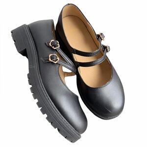 Justice girls youth Mary Jane black Double Strap Shoes size youth 3